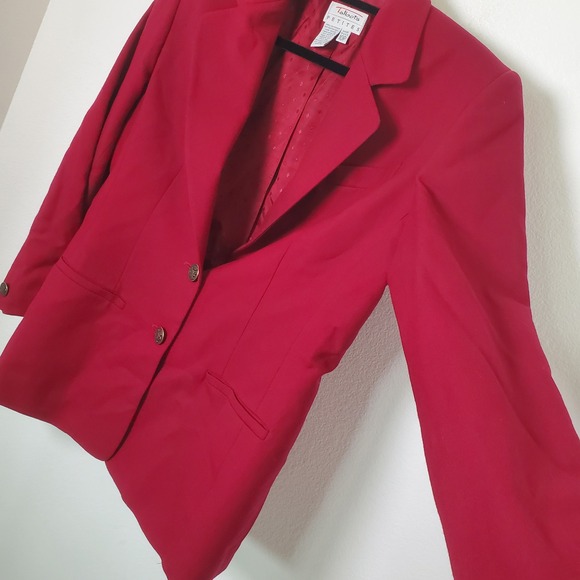 Talbots Petites Berry Red Wool Blazer Jacket Women's 10P Two Button Professional - Picture 6 of 12